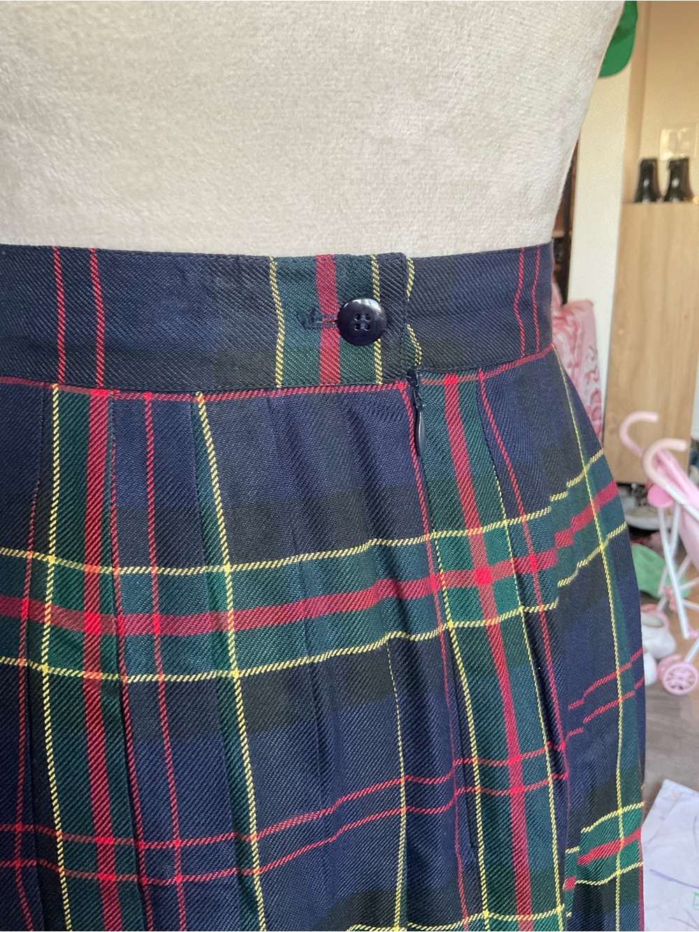 Vintage Amanda Smith Tartan Plaid Pleated Midi Skirt Dark Academia - Picture 3 of 6